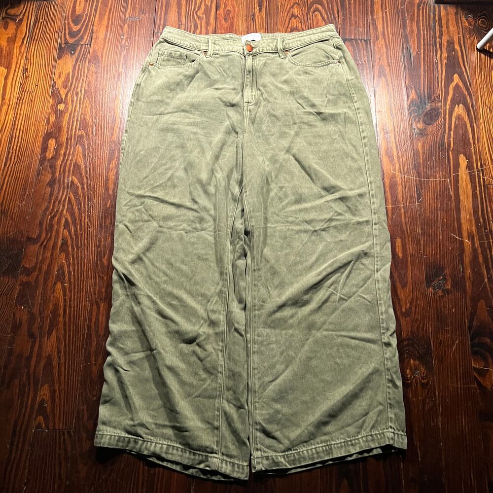 Lane Bryant 16 Y2K Wide Leg Jeans Green Denim